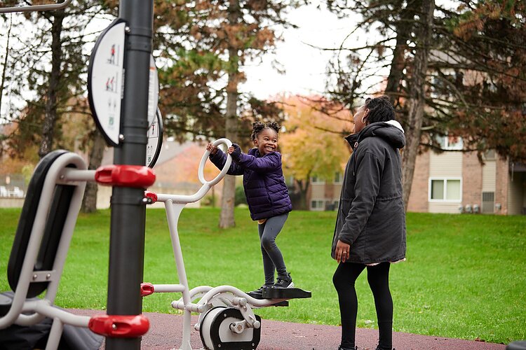 Fitlot outdoor fitness park at Rotary Park in Lansing.