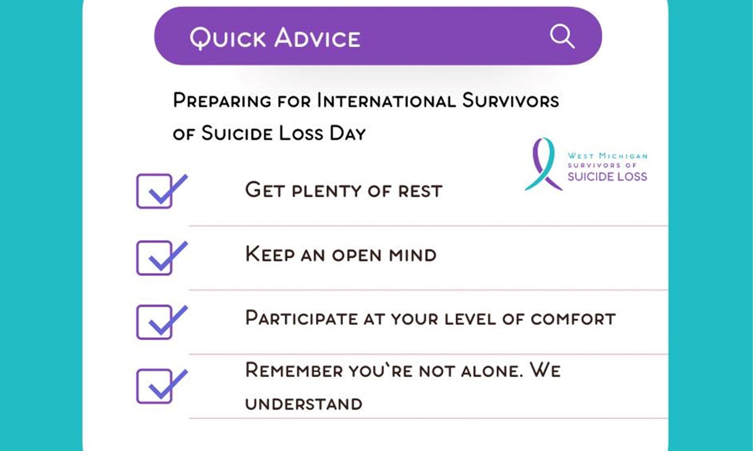 "Be gentle with yourself and realize that everyone grieves differently.”