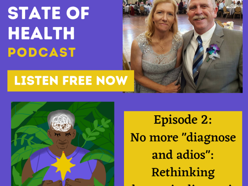 Cyndy Hund, pictured here with her husband Mike, quit her job due to her dementia symptoms – but it still took her another four years to get a diagnosis.