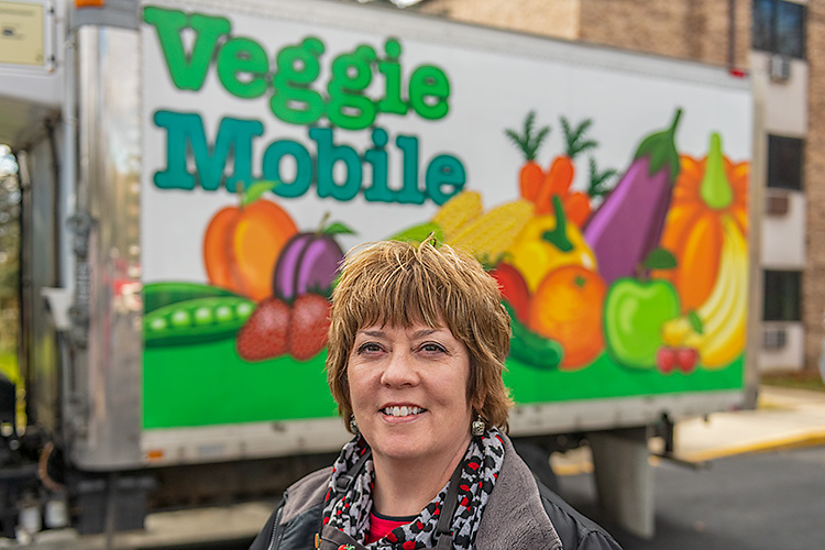 Stacey Tilton with the Veggie Mobile.