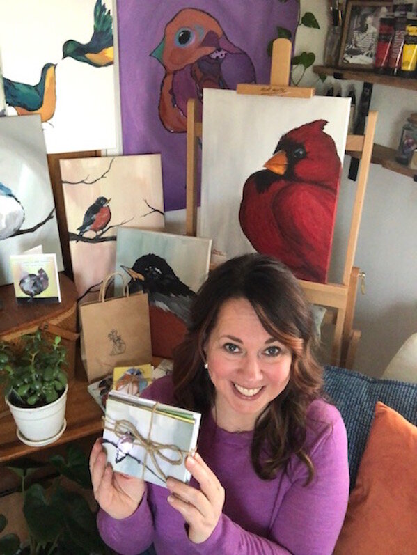 A sampling of the many cards created through paintings done by Laura Otte, owner of The Original Tweet.