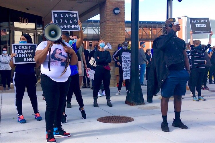 The scene of peaceful protests in Kalamazoo.