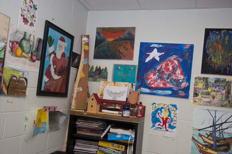 Participants art adorns the wall at the VA in Battle Creek.