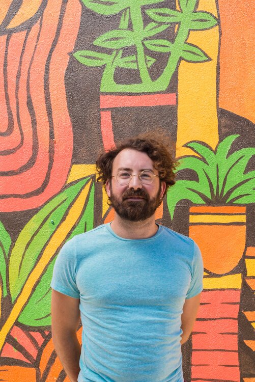 Trevor Grabill, printmaker and illustrator, recently completed his first ever mural in his Vine neighborhood.