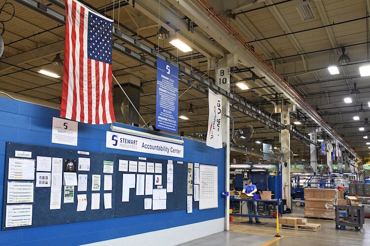 A view from inside Stewart Industries.