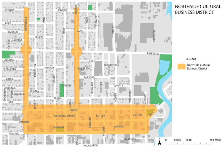 The Northside Cultural Business District impacts 350 properties by creating and promoting economic growth through the creation of mixed-use zoning.