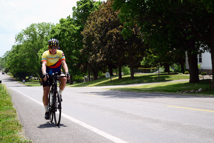 Paul Runnels says it was not that hard to get back on his bike after being in the crash that killed five others, because he can't remember it. Photo by Mark Wedel