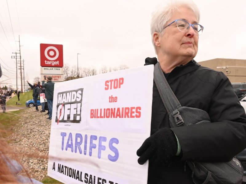 Linda Pell attended the April 5 Hands Off demonstration on Beckley Road in Battle Creek.