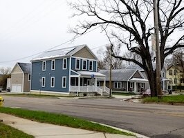 Housing developments on Rose and Wall streets in Kalamazoo, Michigan, on Thursday, April 10, 2025.