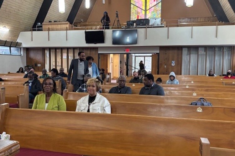 Attendees await the beginning of the Village Network's Community Townhall: Black Community Priorities on Saturday at Second Missionary Baptist Church.