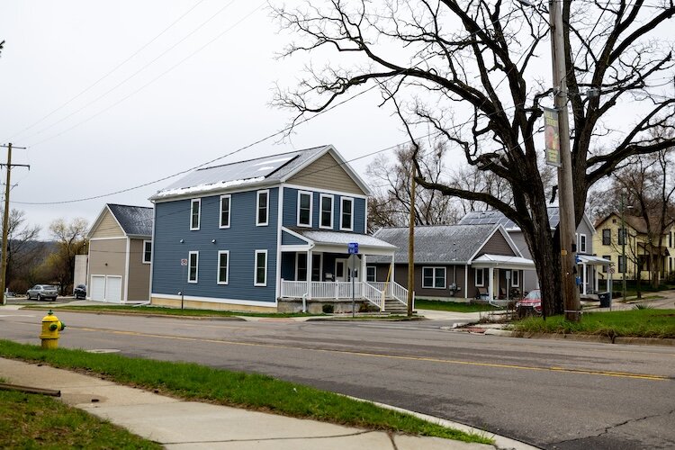 Housing developments on Rose and Wall streets in Kalamazoo, Michigan, on Thursday, April 10, 2025.