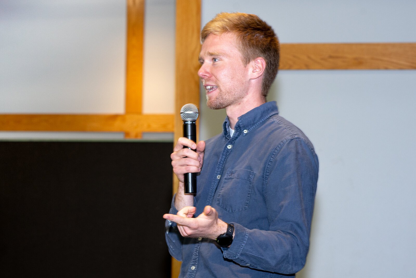 Matthew Miller, Lyceum founder, introduces the panel members.