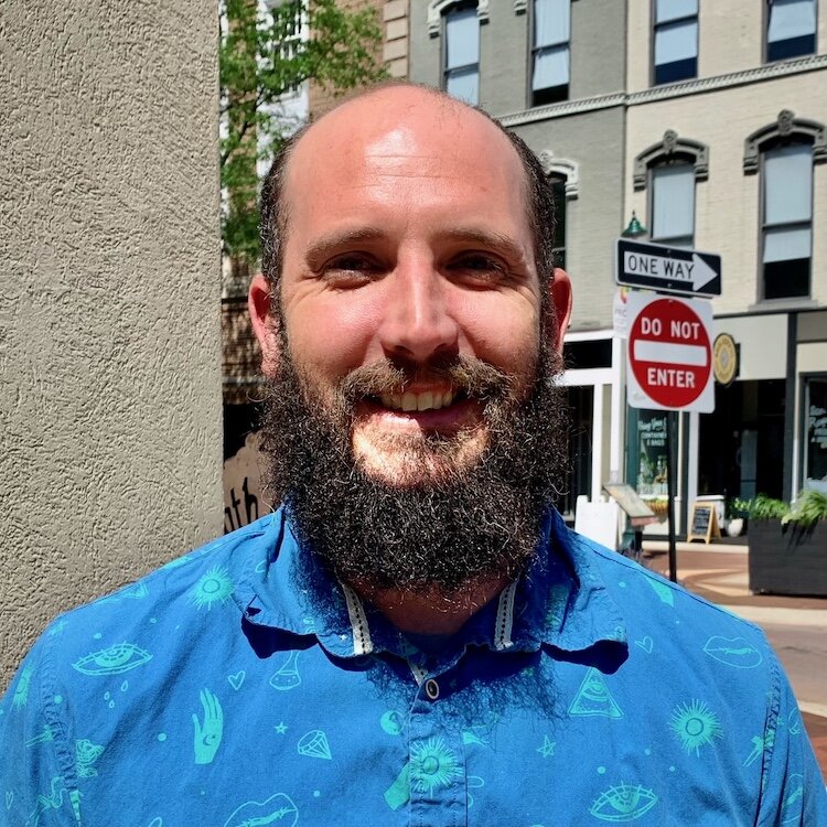 Matt Smith, 40, of Kalamazoo, a librarian at the Kalamazoo Public Library and local historian and housing activist