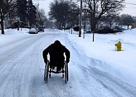A wintery day when The Lakeshore Disability Inclusion Co-editor Lucia Rios had to roll her wheelchair in the road, because sidewalks hadn't been cleared of snow.