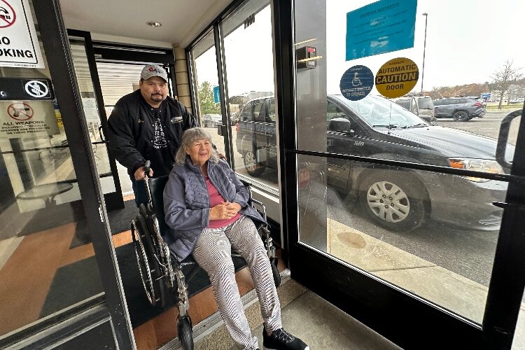 Volunteer driver Steve Riley takes Carol Rasmussen to her dialysis appointments. 