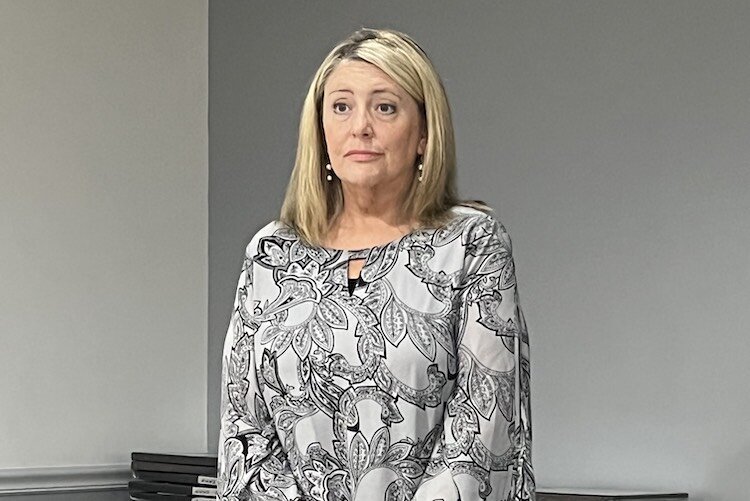 Judge Tracie Tomak as she listens to comments from those gathered for the meeting.