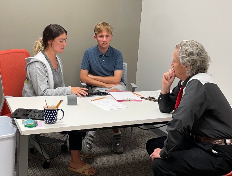 Temple Grandin talks with residents at Benjamin's Hope in Holland. (Courtesy)