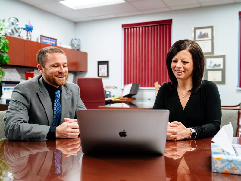 Terry Dangerfield, superintendent of Lincoln Park Public Schools, talks with Nicole Chubb, the district's executive director of special education. The district received funding from Michigan's Education Equity Fund.