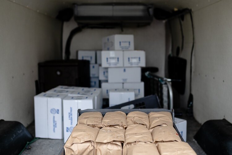 A Detroit Meals on Wheels van loaded with meals.