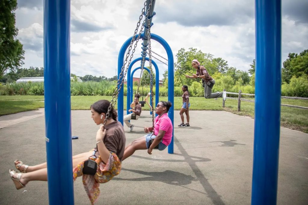 The Merze Tate Explorers said it was important to test out the park equipment themselves.