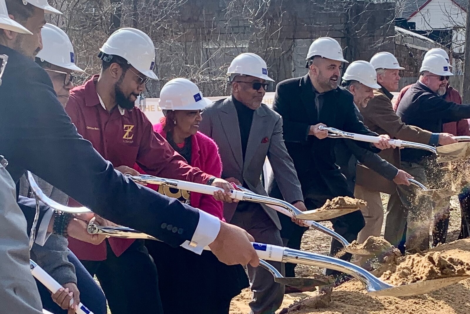 Among those turning the first shovels of dirt at Mt. Zion Baptist Church's Legacy Senior Living project  are Rev. Christopher Moore, First Lady Gwendolyn Moore, Pastor Addis Moore and Edison Community Partners Senior Development Jason Muniz.