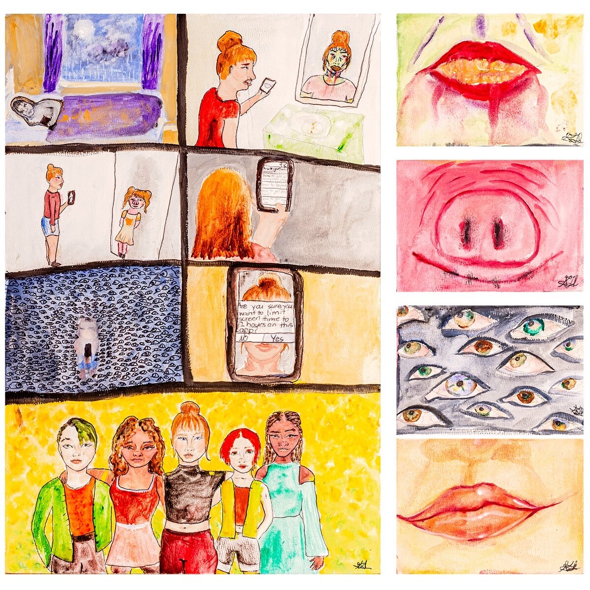 Pen and watercolor, Savannah Scheffers. Please see Artist Statement below.