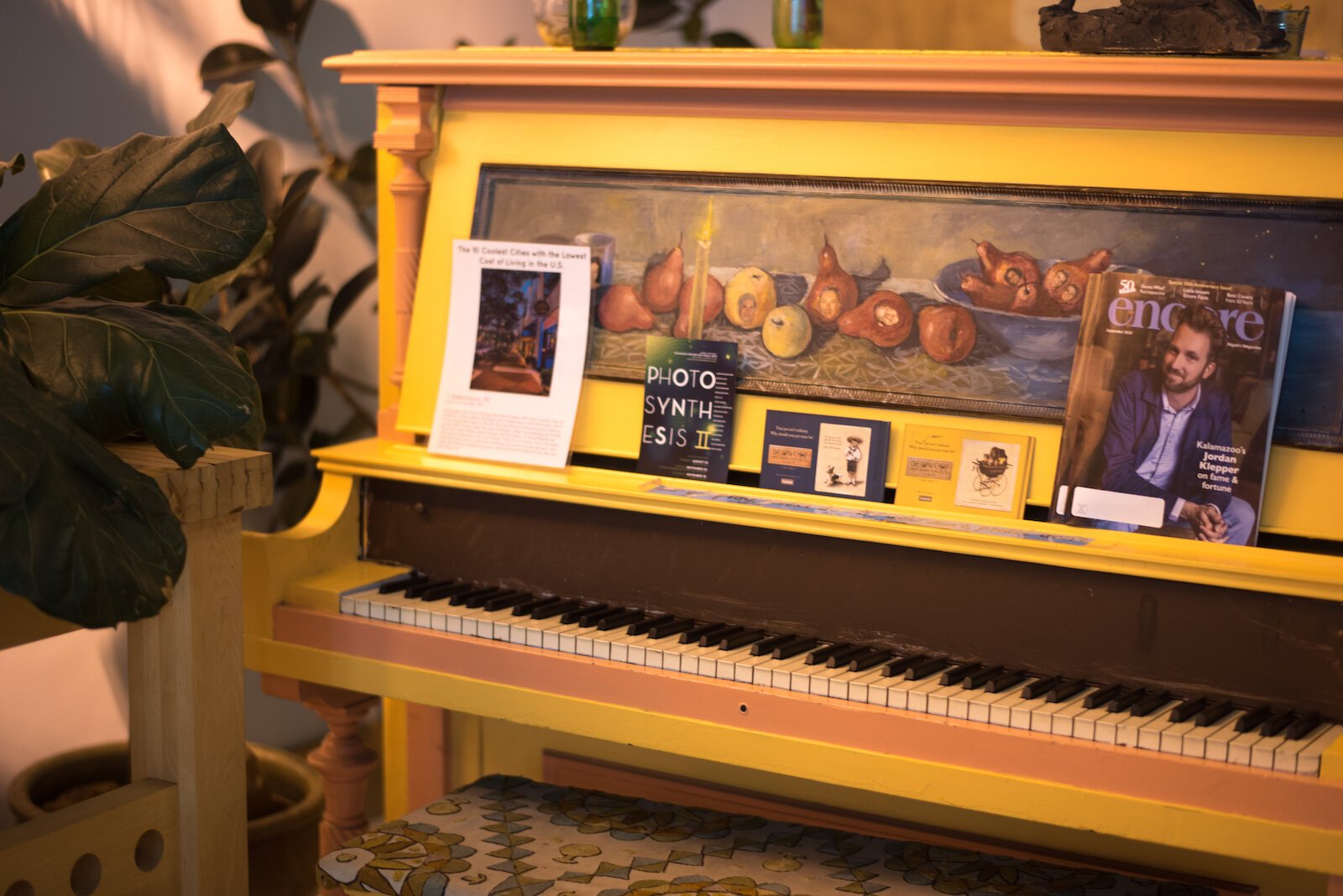 This old piano is a fixture at Caffé Casa.