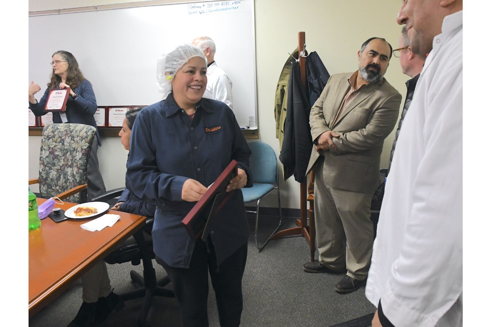 Snackwerks employees, including Cristina Guererro, received certificates upon completion of a “Workforce English as a New Language (ENL)” course.