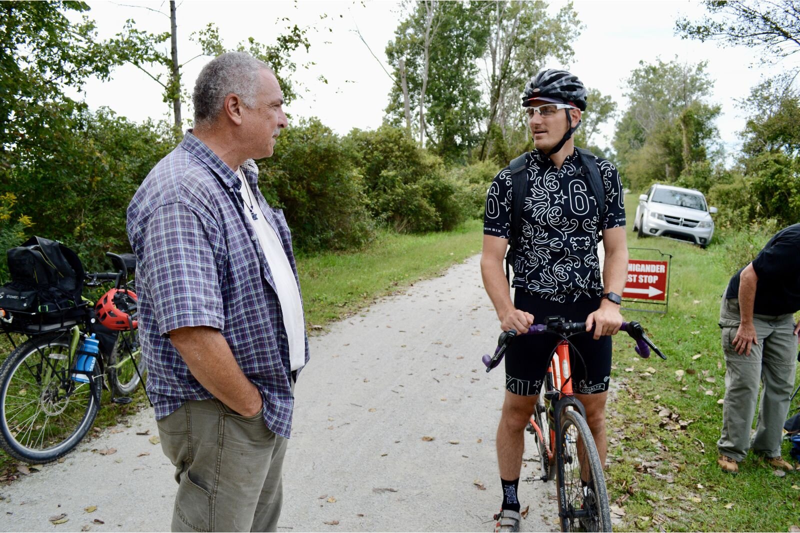 Vice president of the Friends of the Kal-Haven Jeff Green and Michigan DNR's Matt Metzger.