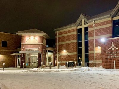 Crosses on the main facilities of the Christ-based Kalamazoo Gospel Mission complement those of it new women and children’s shelter, immediately to the left (west). The mission includes several buildings near North Burdick and East Kalamazoo Avenue i