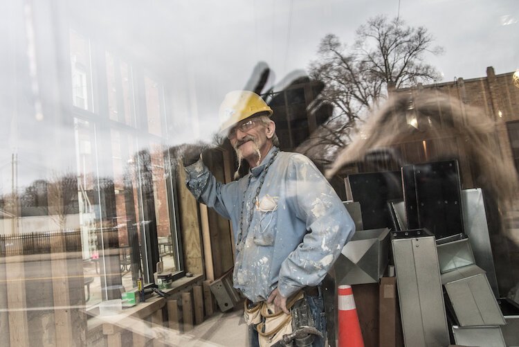 Participants in the building trades vocational program of the Kalamazoo Probation Enhancement Program continue to do renovation work inside the former Kalamazoo Color Lab building at 1324 Portage St.