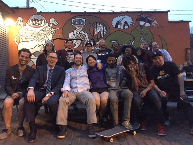 David Marquardt with members of the skating community in 2016, ahead of the 2017 Parks Master Plan.