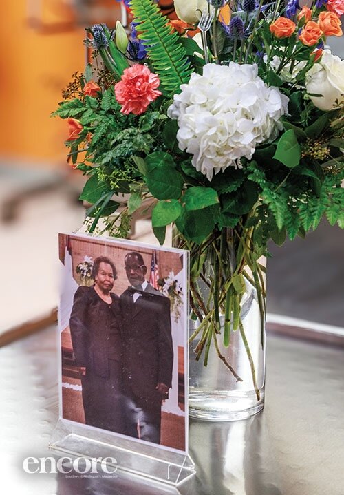 A picture of Gardner's parents, Jacqueline and David Smith, the inspiration for her business, was present at the ribbon-cutting for Papa Brittle's commercial kitchen.