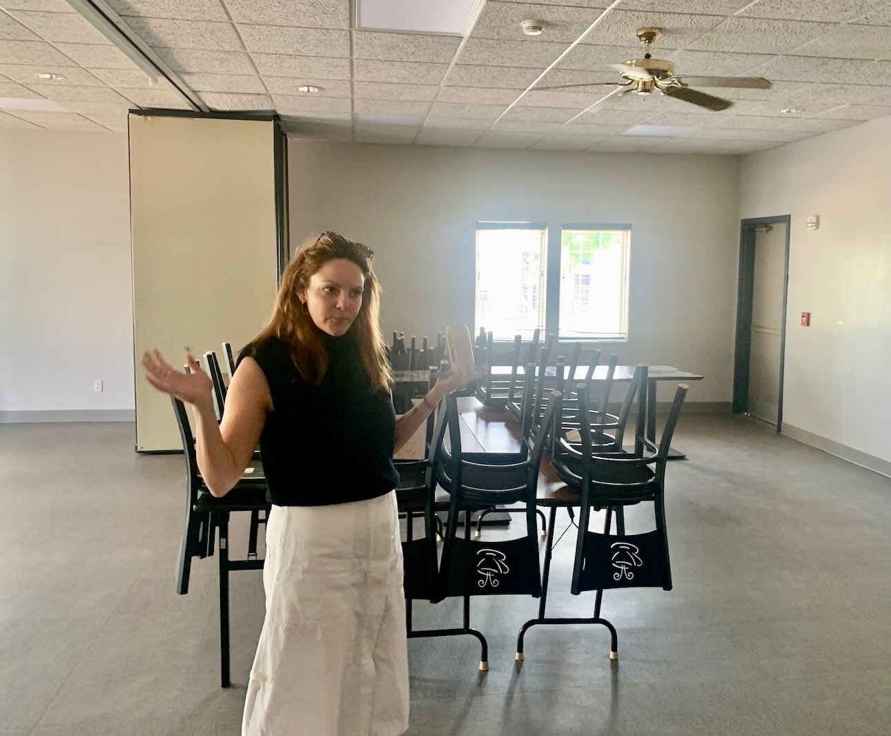 Willa DiTaranto, deputy housing director for Kalamazoo County, shows an area that will be renovated inside a former hotel to become a common area inside The Landing Place. Sent from my iPhone